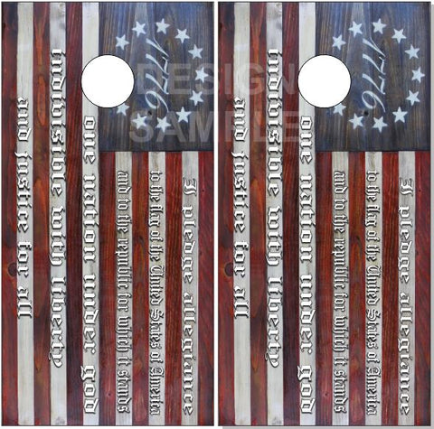 1776 Pledge Wood Cornhole Boards