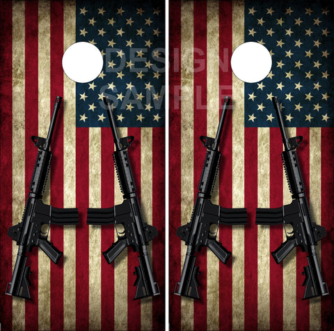 AR 15 Gun Flag Cornhole Boards