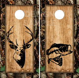 Bass Buck Camo Wood 2 Cornhole Boards