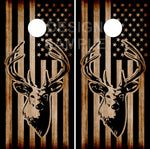 Buck Head American Flag Burnt Cornhole Boards