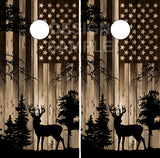 Deer Buck Wood Flag Cornhole Boards