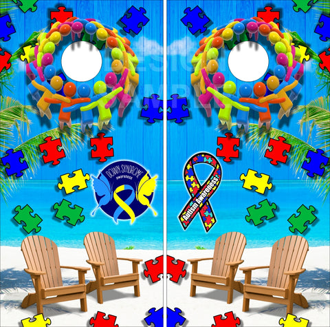 Down Syndrome Autism Beach Cornhole Boards