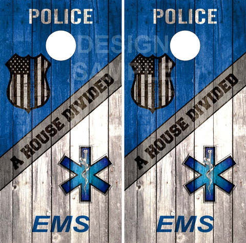 EMS Police Wood Cornhole Boards