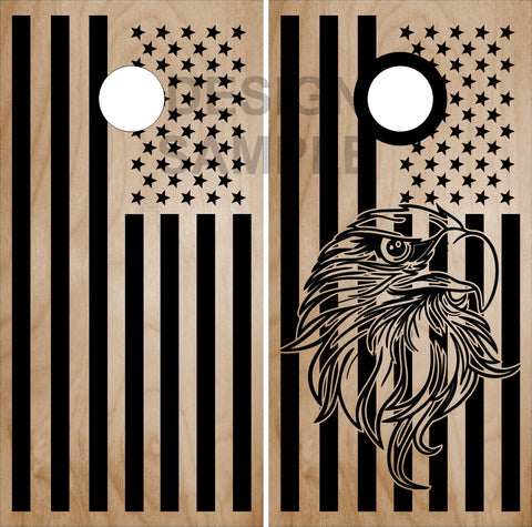 Eagle Head Flag Wood Cornhole Boards