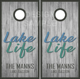 Lake Life Family Name Wood Cornhole Boards