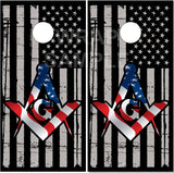 Masonic Grunge Flag Cornhole Boards