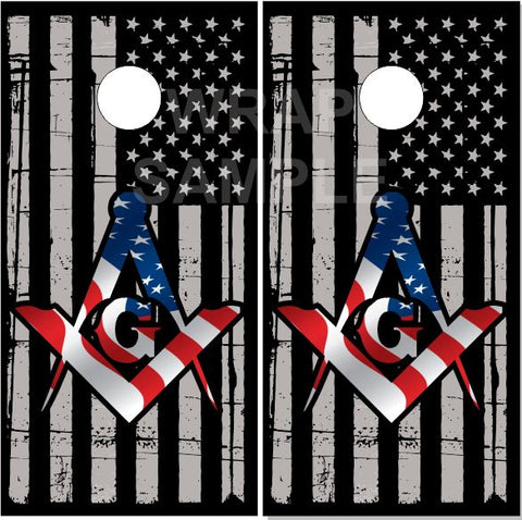 Masonic Grunge Flag Cornhole Boards