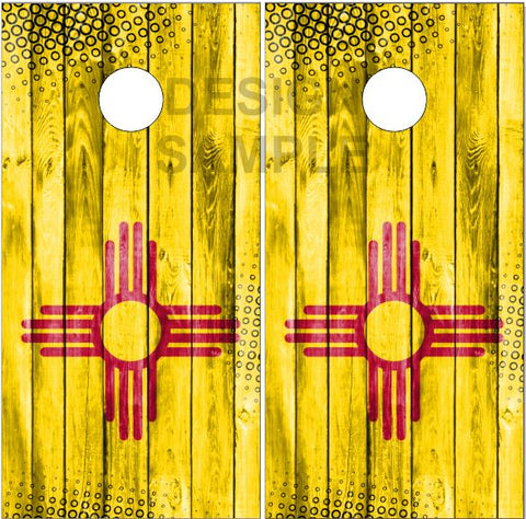 New Mexico Zia Flag Cornhole Boards