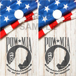 POW American Flag Wood Cornhole Boards