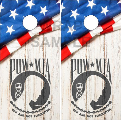 POW American Flag Wood Cornhole Boards