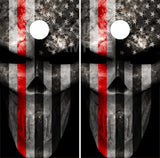 Red Line Skull Flag Cornhole Boards