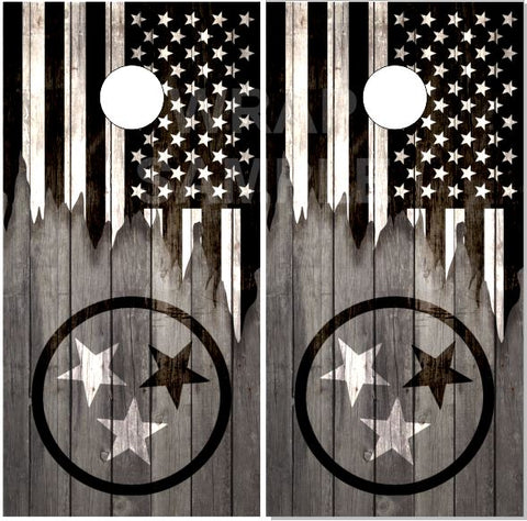 Tennessee Flag Black Cornhole Boards