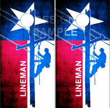 Texas Flag Lineman Distressed Cornhole Boards