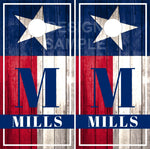 Texas Flag Wood Name Cornhole Boards