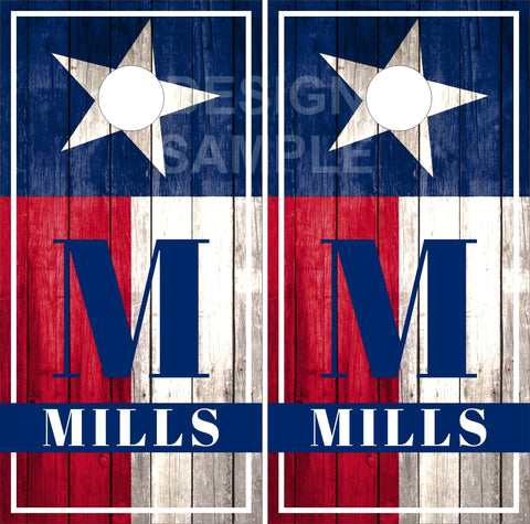 Texas Flag Wood Name Cornhole Boards