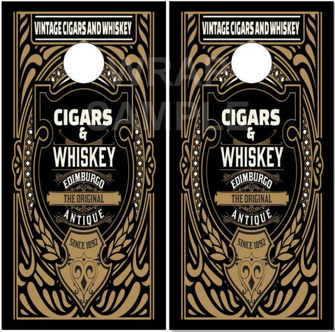 Vintage Cigars And Whiskey Cornhole Boards