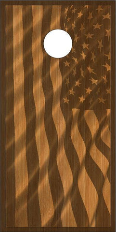 American Flag Stained Wood Look Cornhole Boards