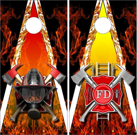 Firefighter Flames Cornhole Boards