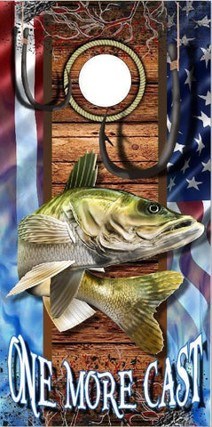 Walleye Fish Hooks One More Cast Cornhole Boards