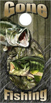 Bass Fish Gone Fishing Camo Cornhole Boards