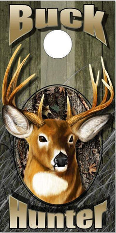 Buck Deer Hunter Camo Cornhole Boards