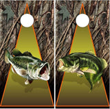 Bass Fishing Camo Cornhole Boards