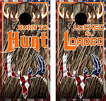 Born to Hunt Camo Deer Skull Cornhole Boards