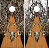 Tribal Buck Skull Camo Hunter Cornhole Boards