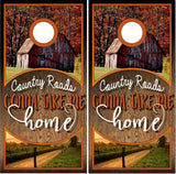 Rustic Wood Country Roads Cornhole Boards