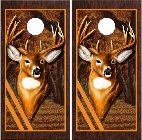 Deer Buck Hunter Wood Cornhole Boards