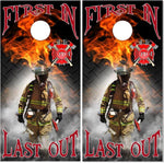 Firefighter Walk Flames Cornhole Boards