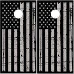 Gray Distressed American Flag Cornhole Boards