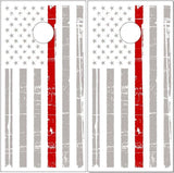 Gray Distressed Thin Red Line Flag Cornhole Boards