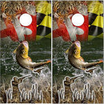 Bass Buck Hunting Maryland Flag Cornhole Boards