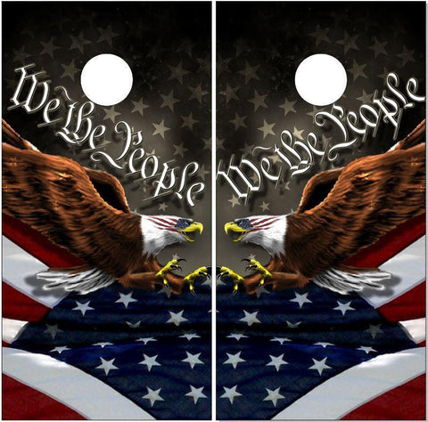 American Flag Eagle Constitution Cornhole Boards