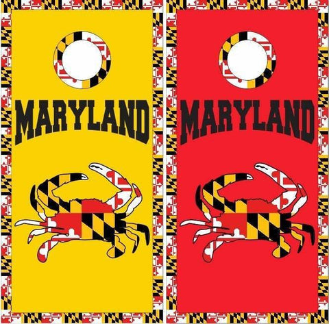 Maryland Flag Crab Colors Block Letters Cornhole Boards