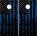 Thin Blue line Grunge Flag Cornhole Boards