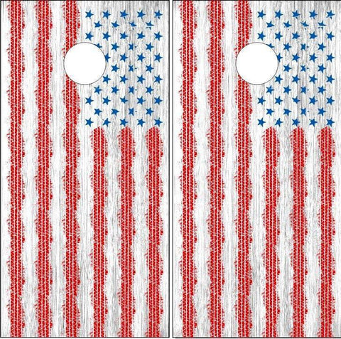 American Flag White Wash Wood Cornhole Boards