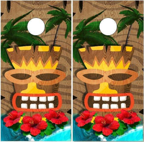 Hawaiian Tiki Man Cornhole Boards