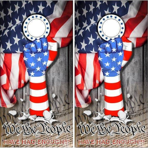 We The People Flag Wood Cornhole Boards