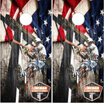 Lineman American Flag Wood Cornhole Boards