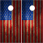 American Flag Barn Wood Dark Cornhole Boards