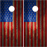 American Flag Barn Wood Dark Cornhole Boards