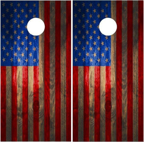 American Flag Barn Wood Dark Cornhole Boards