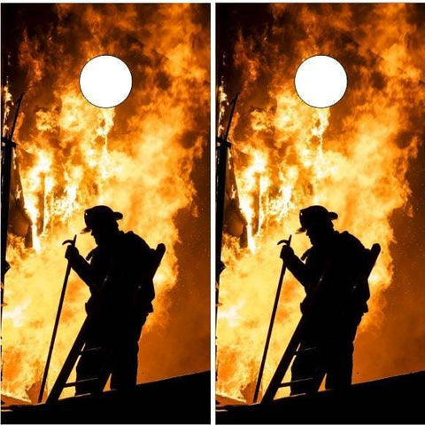 FireFighter Profile Flames Cornhole Boards