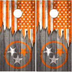 Tennessee Flag Orange Wood Cornhole Boards