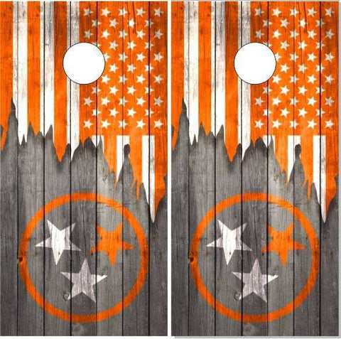 Tennessee Flag Orange Wood Cornhole Boards