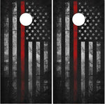 Firefighter Distressed Red Line Flag Cornhole Boards