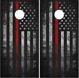 Firefighter Distressed Red Line Flag Cornhole Boards