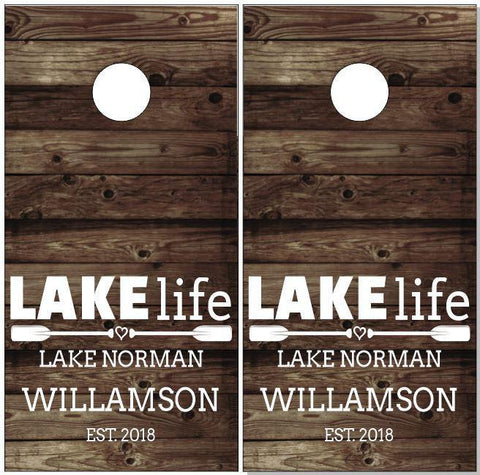 Lake Life Old Wood Cornhole Boards